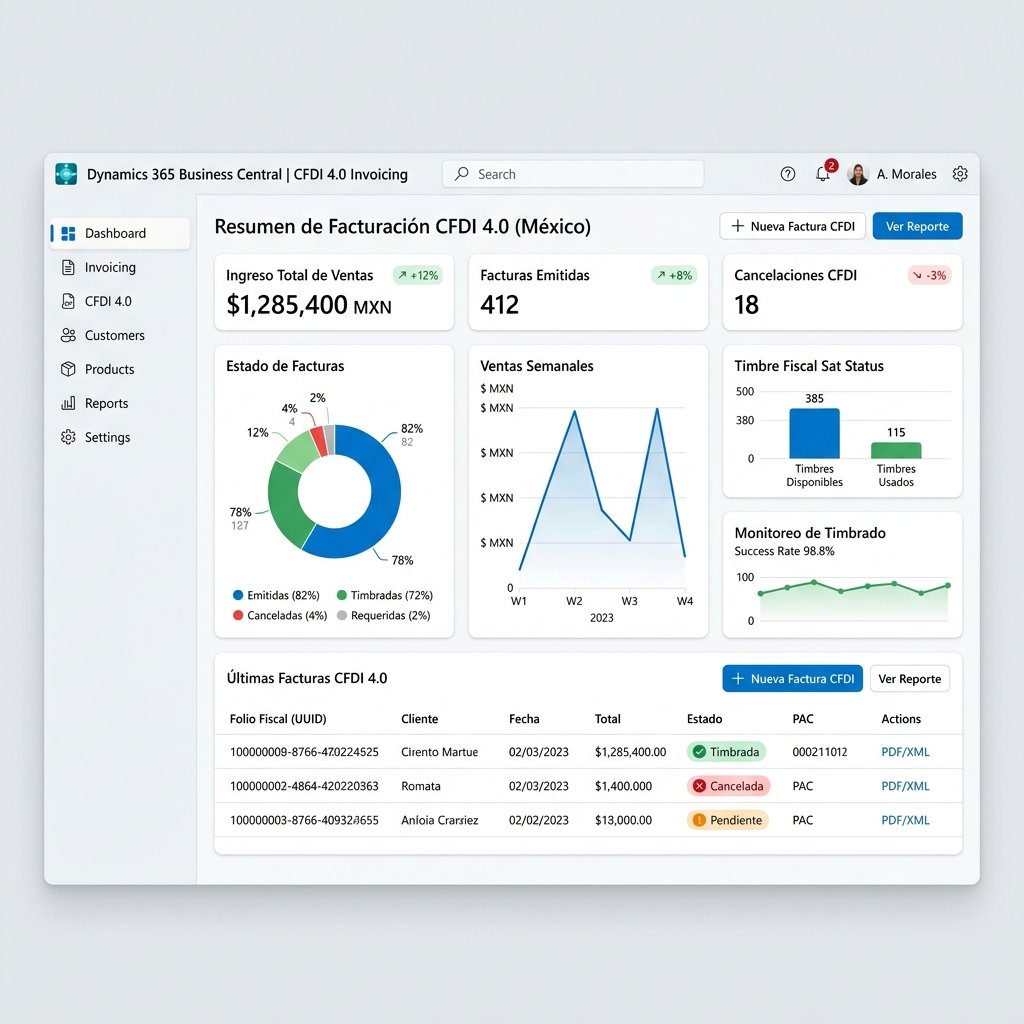 Dashboard de facturación CFDI 4.0 en Business Central